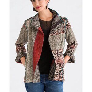 Mieko Mintz Soho Bamboo Short Jacket – Reversible Cotton Kantha Embroidered , Si